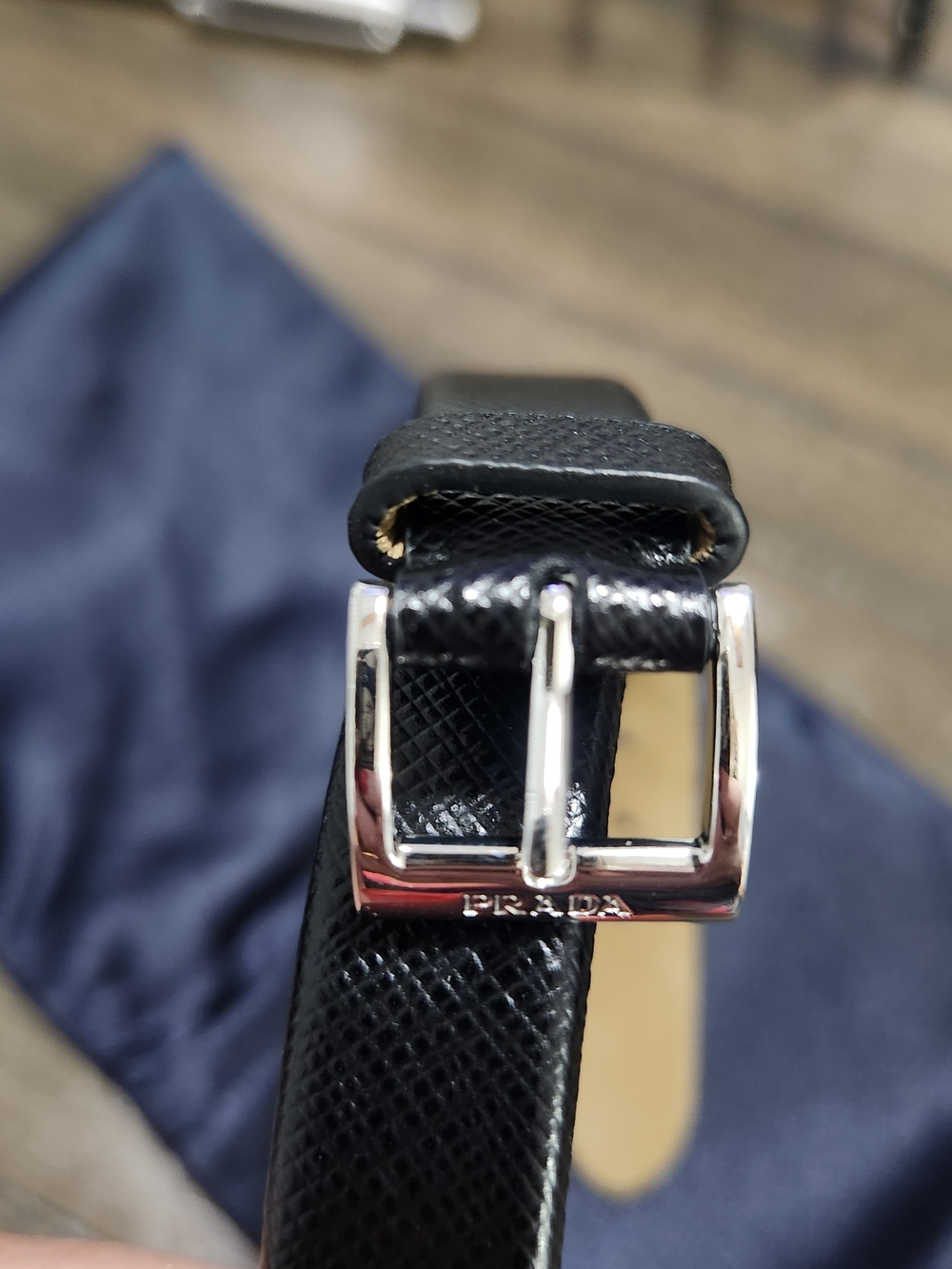 Prada Black Leather Bracelet with Silver Buckle - Picture 6 of 16